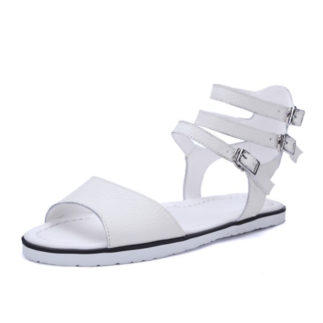  Women's Shoes  Flat Heel Peep Toe Sandals Outdoor / Dress / Casual White
