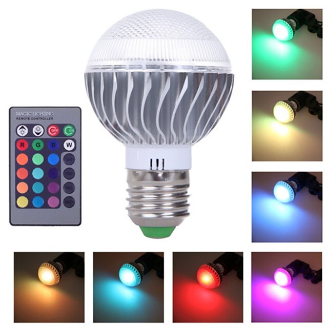  E27 3W rgb kaukosäätimellä useita väri rgb johtanut lamppu (85-265v)