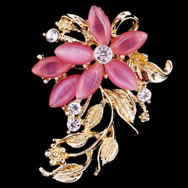  Women's Brooches Flower Ladies Work Casual Fashion Party Opal Brooch Jewelry Pink For Wedding Party Special Occasion Anniversary Birthday