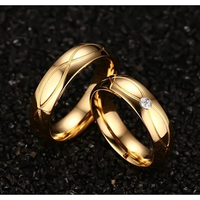  Band Ring Synthetic Diamond Golden Titanium Steel Gold Plated Yellow Gold Ladies Fashion / Women's / Statement Ring