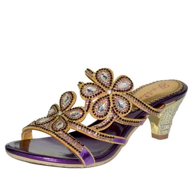  נעלי נשים - סנדלים - עור - עקבים - סגול / זהב - שמלה / קז'ואל / מסיבה וערב - עקב עבה