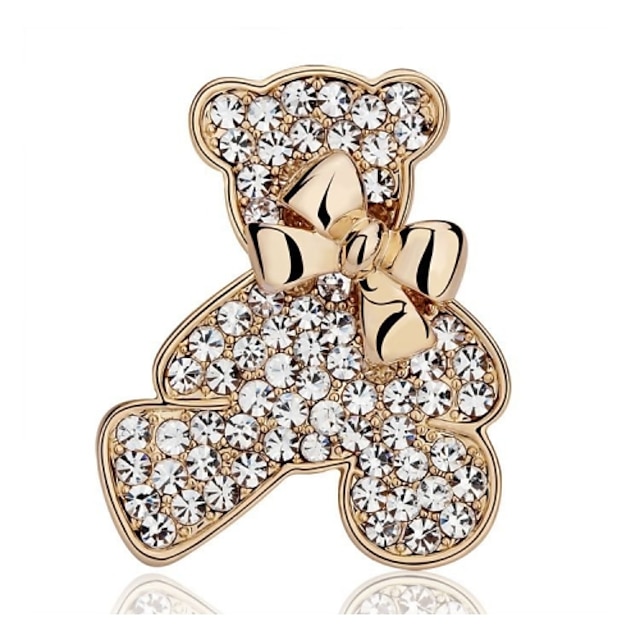 Women's Brooches - Rhinestone, Silver Plated, Gold Plated Bear, Animal, Bowknot Fashion Brooch Gold / Silver For Wedding / Party / Casual