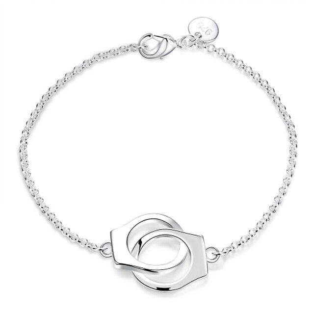  Women's Chain Bracelet Charm Bracelet Love knot Double Handcuff Locket Ladies Fashion Sterling Silver Bracelet Jewelry Silver For Wedding Party