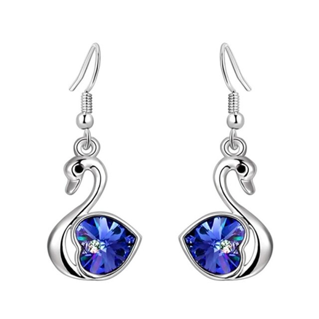  Women's Crystal Drop Earrings - Crystal, Silver Plated Swan Rose / Green / Blue For Party Daily Casual