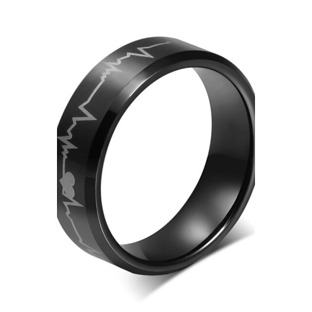  Ring Wedding / Party / Daily / Casual / Sports Jewelry Tungsten Steel Statement Rings 1pc,6 / 7 / 8 / 9 / 10 / 11 / 12 Black