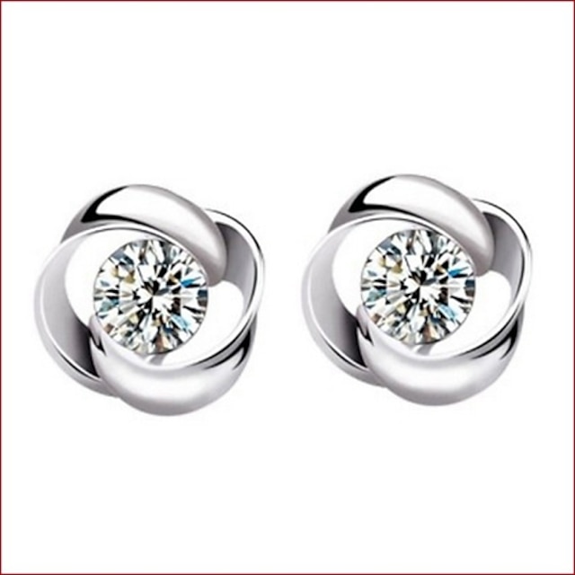  Women's Crystal Stud Earrings Ladies Sterling Silver Silver Earrings Jewelry Silver For Wedding Party Casual Daily Sports
