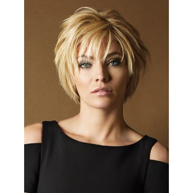  Synthetic Wig Straight Blonde Synthetic Hair Blonde Wig Women's Short Capless Blonde