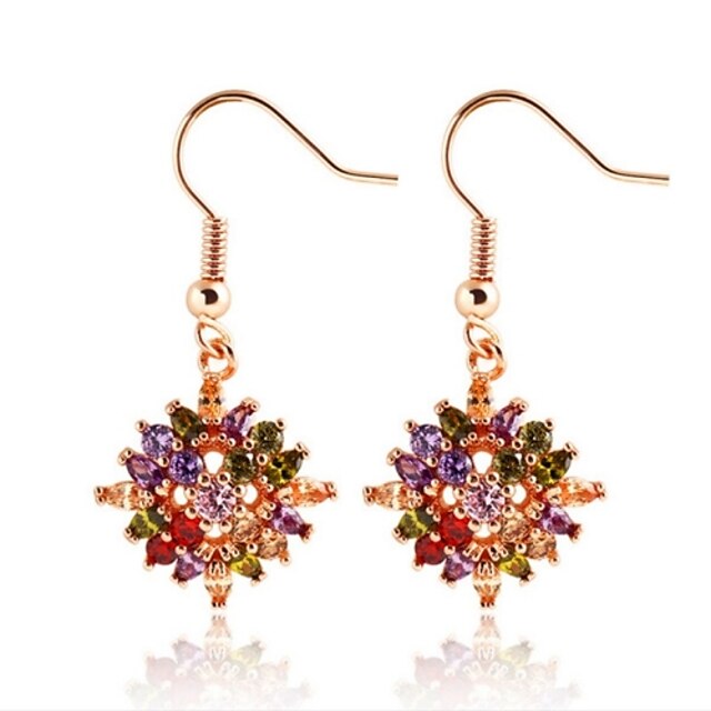  Cubic Zirconia Drop Earrings Flower Zircon Earrings Jewelry Rainbow For Wedding Party Daily Casual Sports