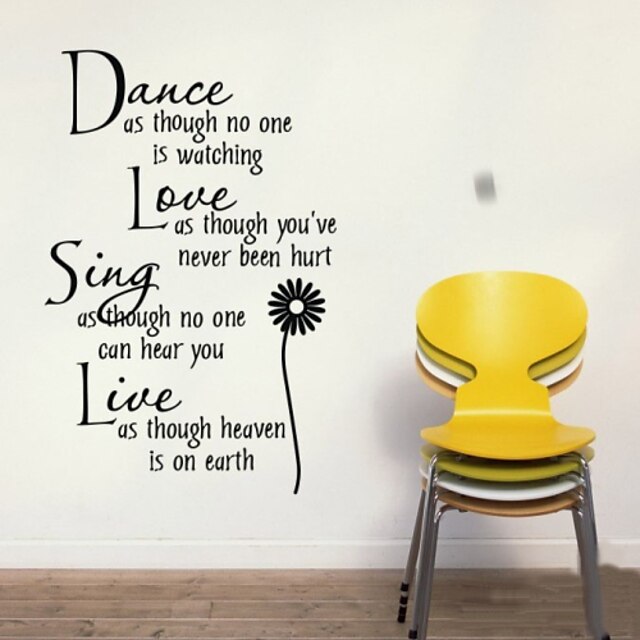  Dance love sing live Wall Quotes Decal Removable stickers decor Vinyl Art