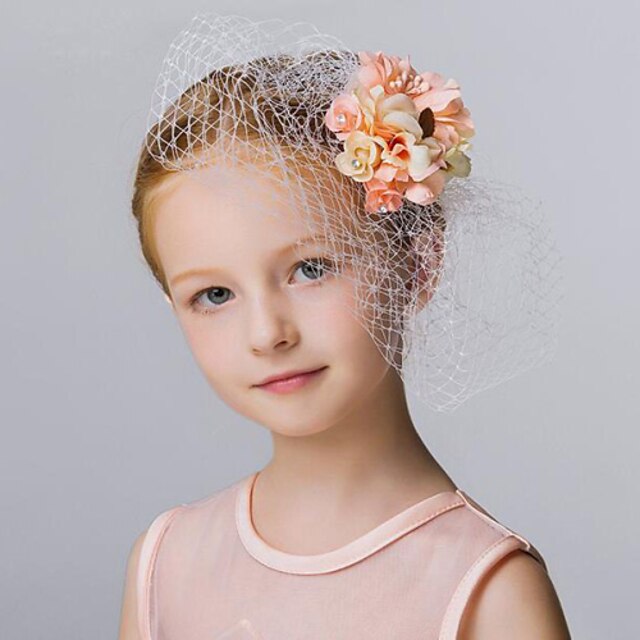  Orange Flower Girl's Fabric / Net Headpiece - Wedding / Special Occasion / Outdoor Flowers