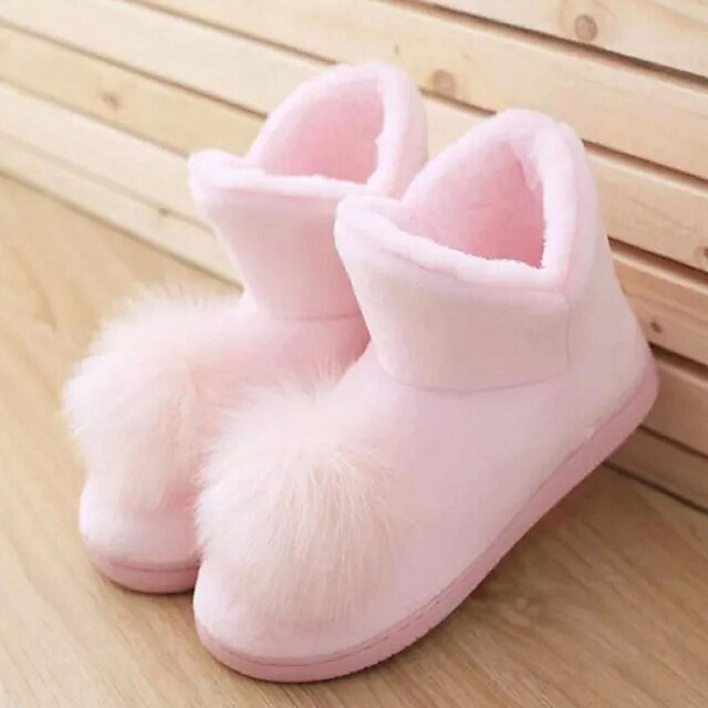  Mulheres Sapatos Algodão Inverno Sem Salto 10.16-15.24 cm / Botas Curtas / Ankle Cinzento / Rosa claro