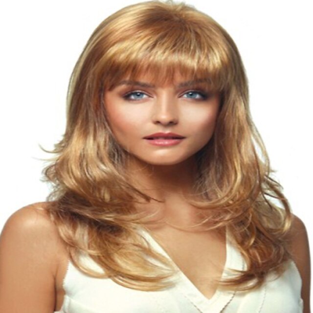  Synteettiset peruukit Kihara Kihara Peruukki Vaaleahiuksisuus Keskikokoinen Vaaleahiuksisuus Synteettiset hiukset Naisten Vaaleahiuksisuus
