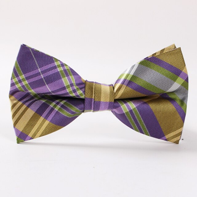  Men's Party/Evening Wedding Formal Purple Grid Stripe Bow Tie