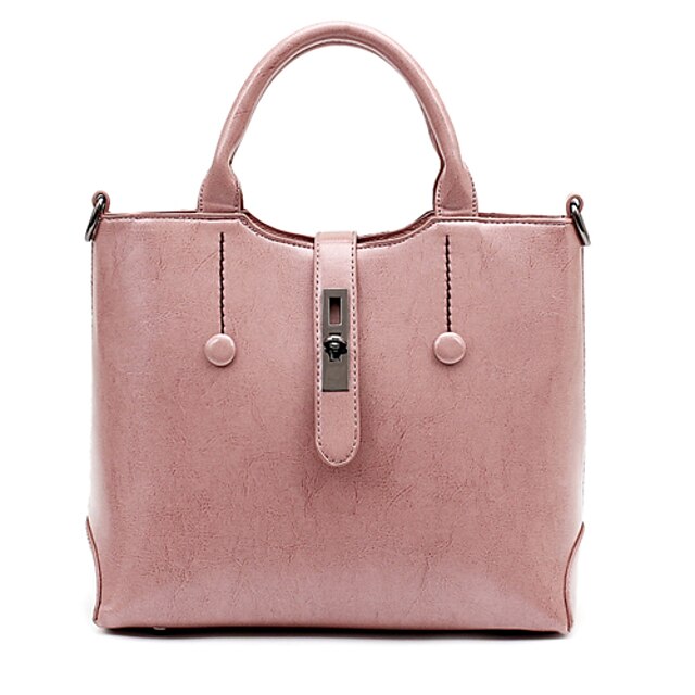  Women's Bags PU(Polyurethane) Tote / Satchel / Shoulder Bag Solid Colored Brown / Pink / Wine