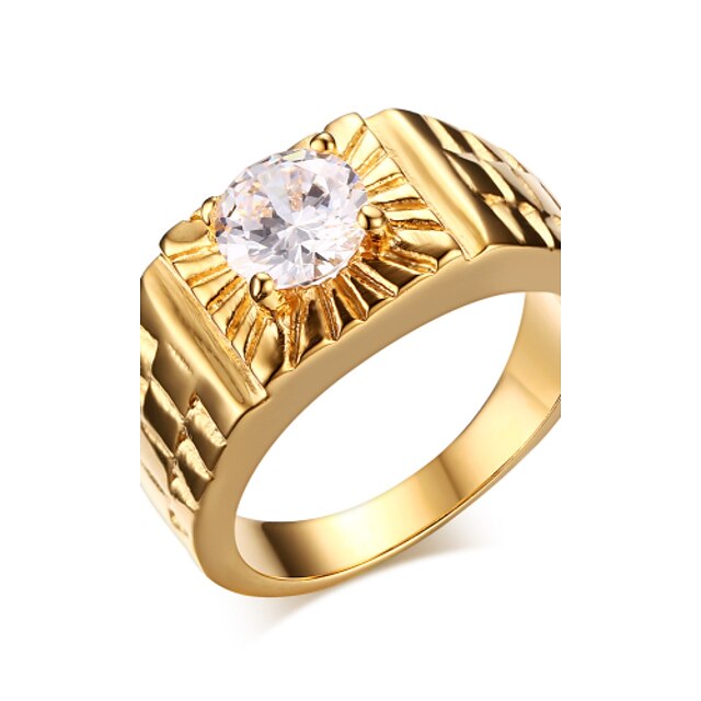  Men's Statement Ring Cubic Zirconia Golden Zircon Gold Plated Fashion Iridescent Christmas Gifts Wedding Jewelry