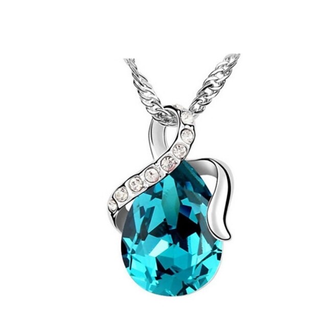  Women's Crystal Pendant Necklace - Crystal Green, Blue, Golden Necklace For Wedding, Party, Daily