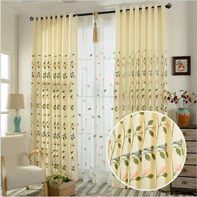  Two Panel European Minimalist Style Cotton Embroidered Children's Room Living Room Bedroom Curtains