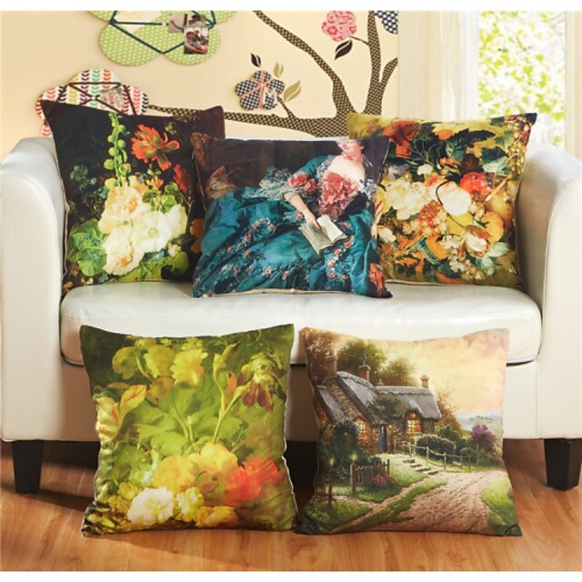  Baolisi Set of 5 Beautiful FlowerDecorative Pillow /European Imitation Paintings Series