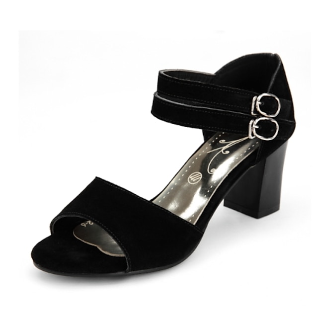  Women's Chunky Heel Leather Spring / Summer Black