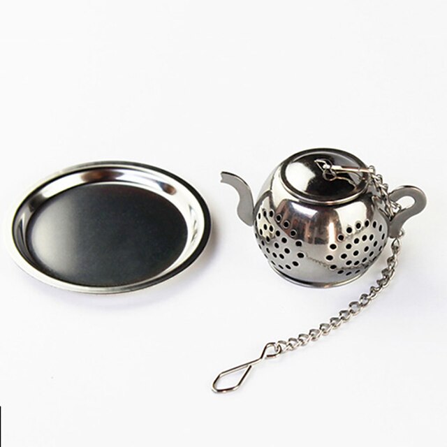  Teapot Tea Infuser with Mini Plate Stainless Steel Strainer Filter