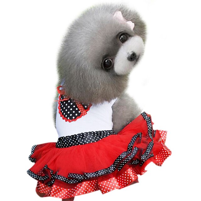  Dog Dress Puppy Clothes Polka Dot Sweet Style Fashion Dog Clothes Puppy Clothes Dog Outfits Purple Red Costume for Girl and Boy Dog Cotton S M L XL XXL