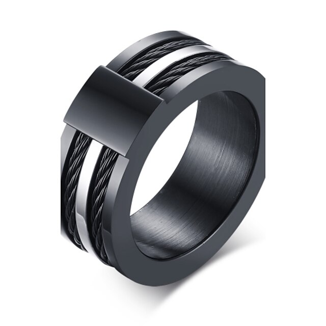  Men's Statement Ring Agate Black / White Agate Titanium Steel Vintage Rock Hyperbole Wedding Party Jewelry
