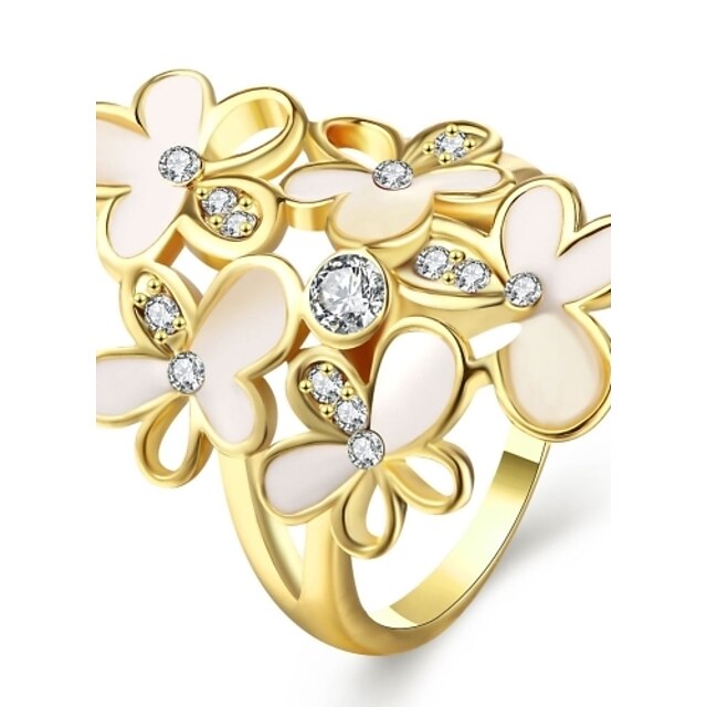  Ring Birthstones Wedding / Party / Daily / Casual Jewelry Zircon / Gold Plated / Opal Women Statement Rings 1pc,7 / 8 Gold / White