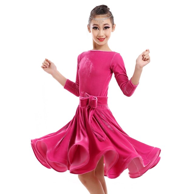  Latin Dance Dresses Performance Velvet Flower Dress