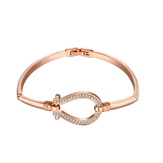  Fashion  Women's Rhinestone Rose Gold Plated Tin Alloy Chain & Link Bracelet(Rose Gold)(1Pc)