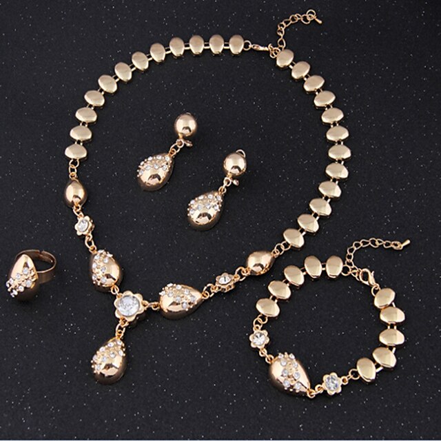  Parure de Bijoux Boucles d'oreille Clou Collier Pendentif Rétro Vintage Soirée Lien / Chaîne Zirconium Des boucles d'oreilles Bijoux Dorée Pour / Ensemble d'anneaux Bagues / Boucles d'Oreilles