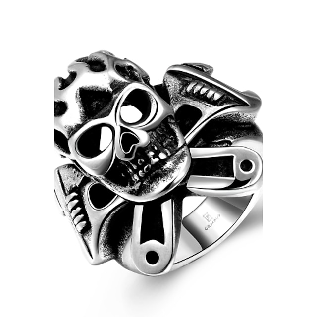  Ring Silver Stainless Steel Skull Punk European Fashion 8 9 10 / Men's