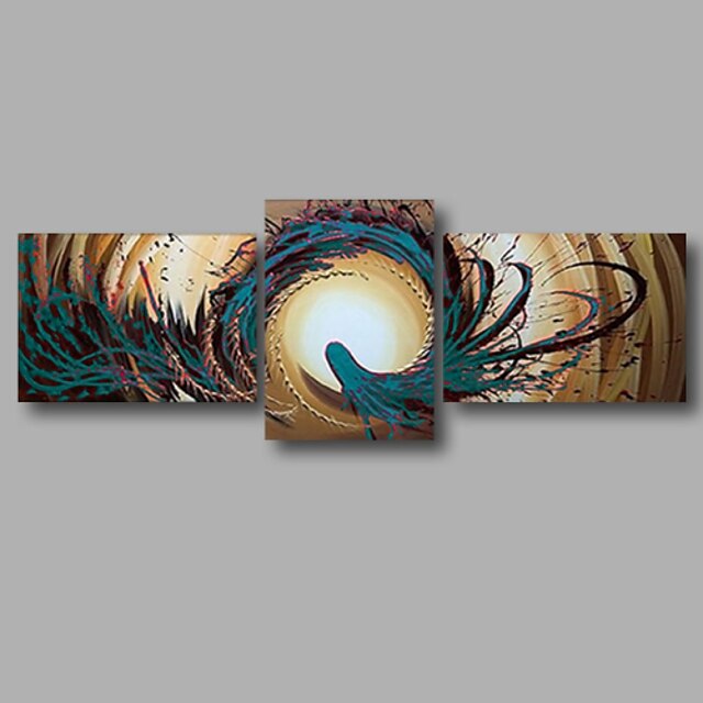  Hang festett olajfestmény Kézzel festett - Absztrakt Modern Tartalmazza belső keret / Három elem / Nyújtott vászon