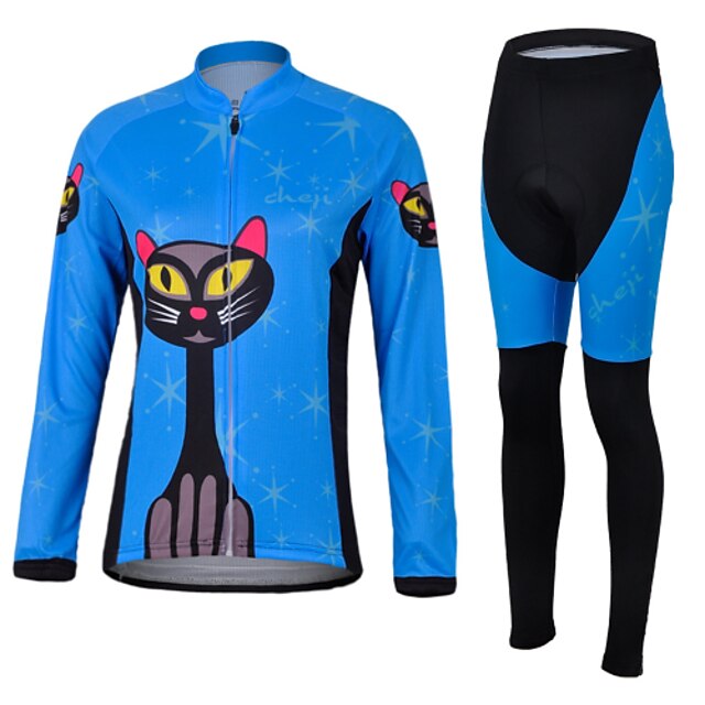  Cycling Jersey with Tights Women's Long Sleeves Bike Sleeves Jersey Clothing Suits Quick Dry Ultraviolet Resistant Breathable Soft