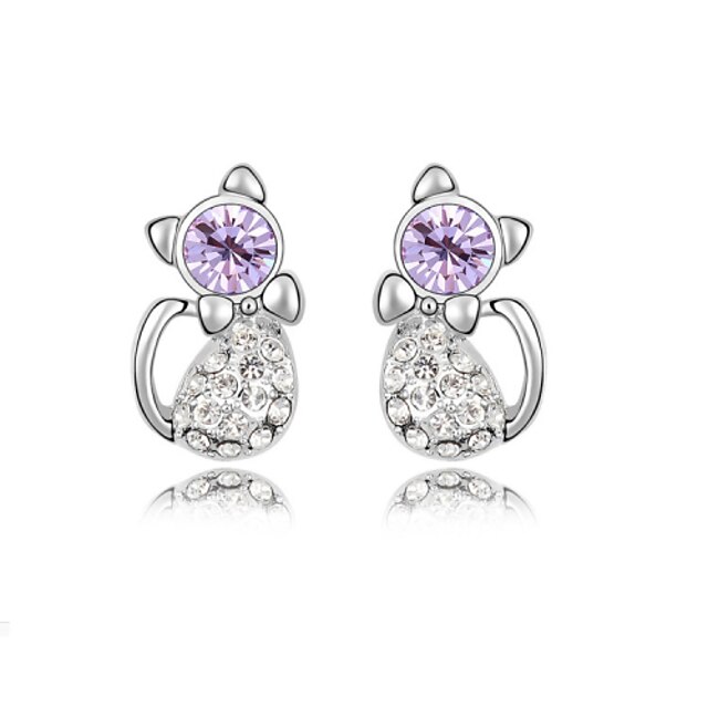  Women's Crystal Stud Earrings - Crystal Purple / Rose / Blue For Wedding / Party / Daily