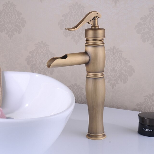  Bathroom Sink Faucet - Standard Antique Brass Centerset Single Handle One HoleBath Taps