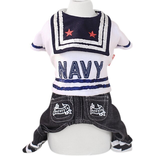  Dog Jumpsuit Dog Clothes Sailor White Cotton Costume For Spring &  Fall Winter Men's Women's Fashion