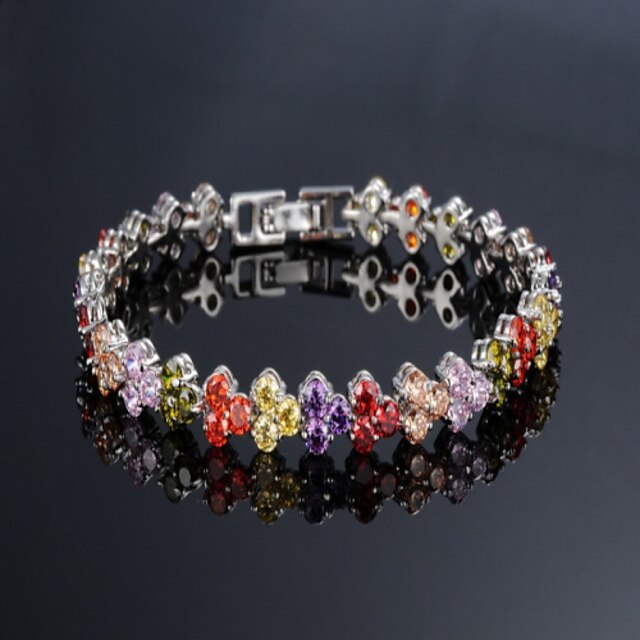  Damen Kubikzirkonia winziger Diamant Tennis Armbänder damas Einzigartiges Design Modisch Armband Schmuck Regenbogen / Weiß Für Hochzeit Party Maskerade Verlobungsfeier Abiball Versprechen