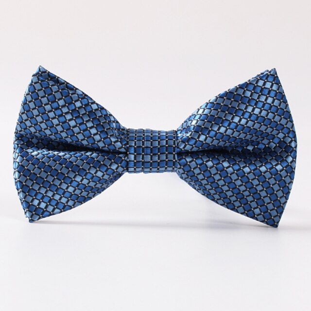  Men's Party/Evening Wedding Formal Blue Grid Formal Polyester Bow Tie