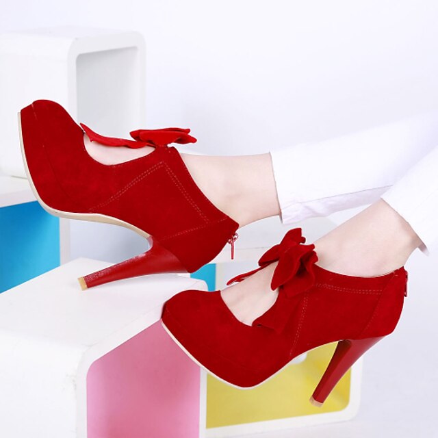  Women's Shoes Leatherette Spring / Summer / Fall Stiletto Heel / Platform Bowknot Black / Beige / Red / Dress