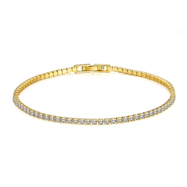  Women's Tennis Bracelet Ladies Simple Style Fashion Rhinestone Bracelet Jewelry Golden / Gold / Pink For Christmas Gifts Wedding Party Daily / Gold Plated / Rose Gold Plated / Imitation Diamond