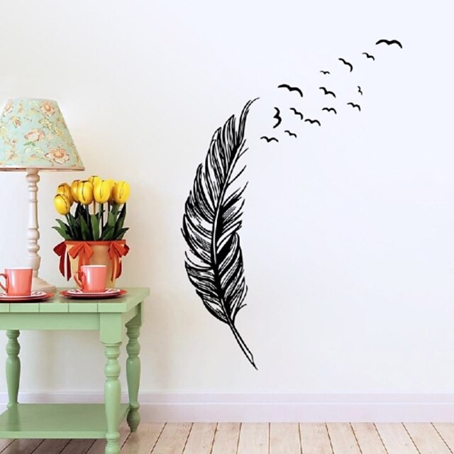  Left Right Flying Feather Wall Stickers Home Decor Adesivo De Parede Home Decoration Wallpaper Wall Sticker