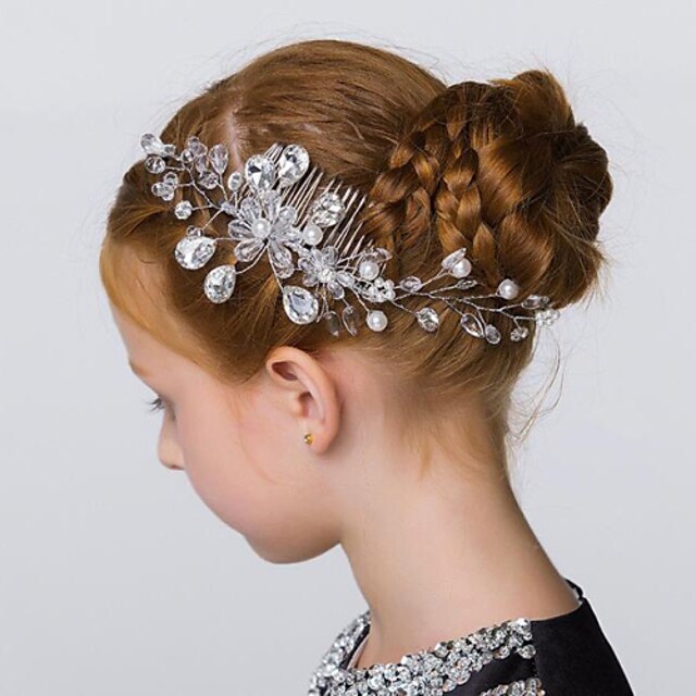  Flower Girl's Crystal / Imitation Pearl Headpiece - Wedding / Special Occasion / Outdoor Hair Combs / Flowers