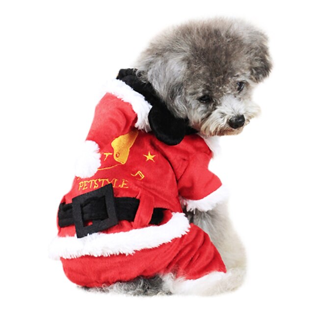  Dog Costume Hoodie Dog Clothes Solid Colored Red Cotton Costume For Winter Men's Women's Cosplay Christmas