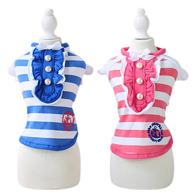  Dog Shirt / T-Shirt Dog Clothes Sailor Rose Blue Cotton Costume For Spring &  Fall Summer Women's Casual / Daily Fashion
