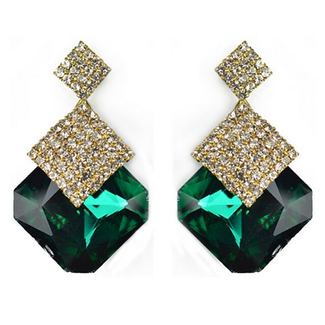  Drop Earrings Crystal Gemstone & Crystal Alloy Classic Fashion White Green Royal Blue Jewelry 1pc