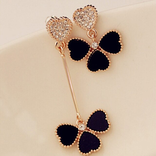  Women's Drop Earrings Mismatched Ladies Classic Trendy Rhinestone Earrings Jewelry Black For Daily Casual