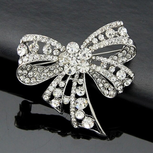  Women's Brooches Bowknot Ladies Work Fashion Cute everyday Crystal Cubic Zirconia Brooch Jewelry Silver For Wedding Party Special Occasion Anniversary Birthday Gift