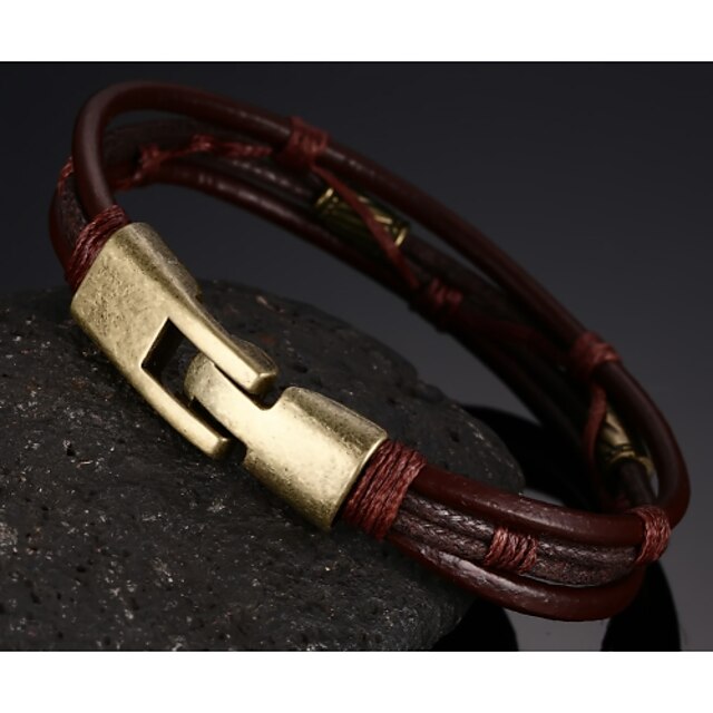  Men's Chain Bracelet Leather Bracelet Jewelry Brown For Christmas Gifts Party Daily Casual Sports