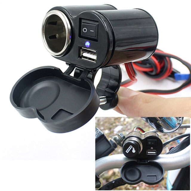  1.2m Wire Motorcycle Automobile Multifunction Charger Socket Cigarette Lighter