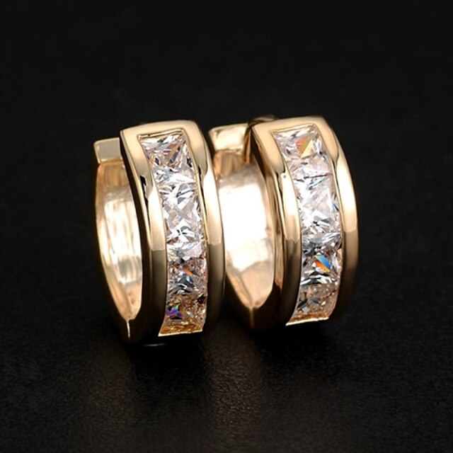  Stud Earrings Hoop Earrings For Women's Cubic Zirconia Party Wedding Casual Zircon Gold Plated Alloy Assorted Color